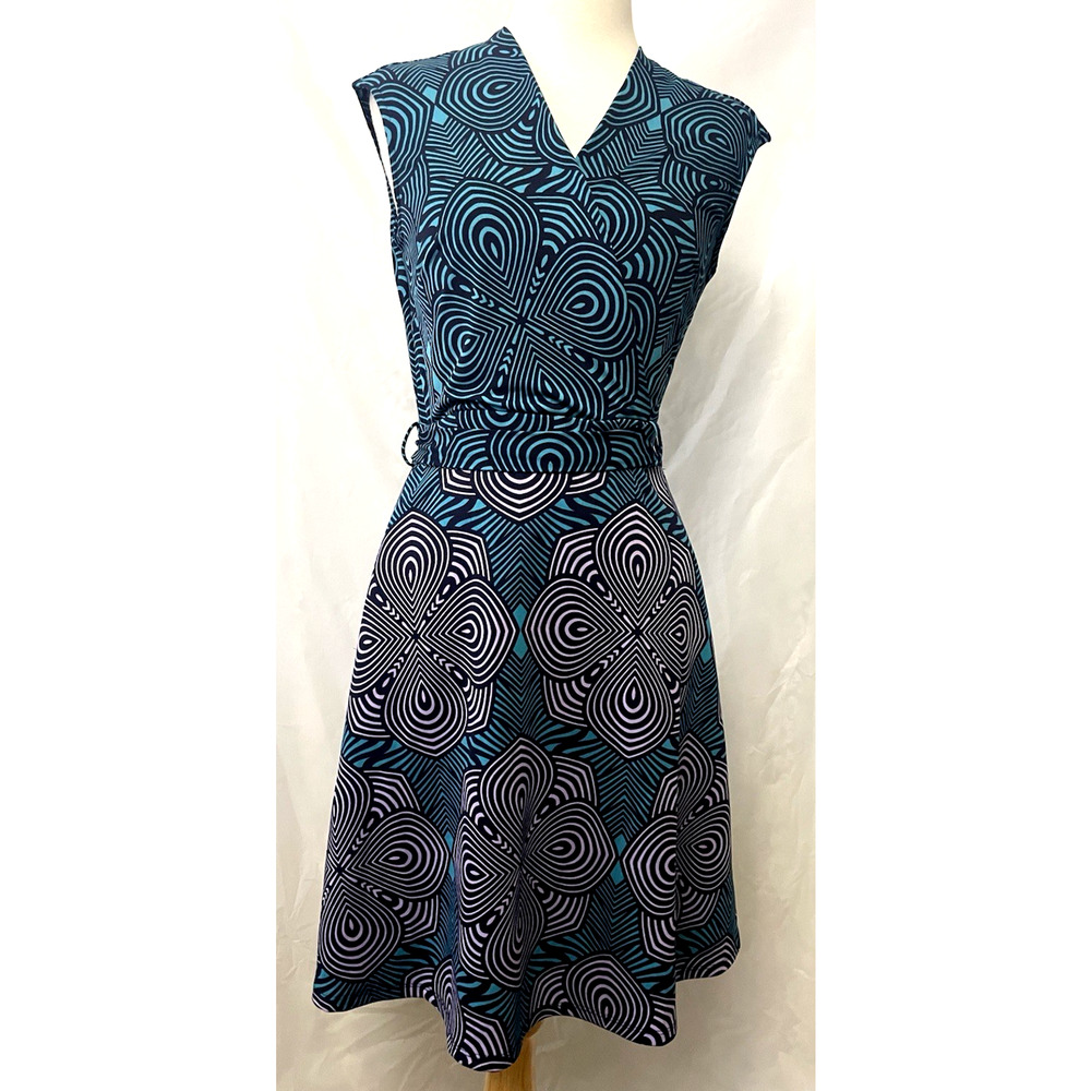 TAYLOR Karishma Dress Teal Green Purple Fit Flare Ties ModCloth Size 6